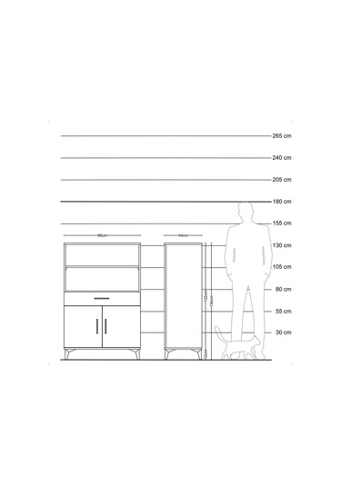 Hyperion Dolap 3 Raflı Tek Çekmeceli 2 Kapaklı 88x44x134 Antr... Antrasit