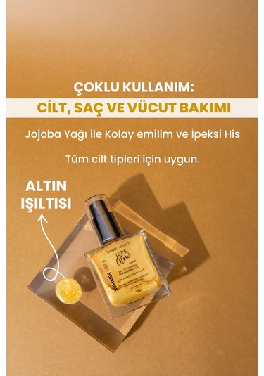 Bade Natural Gold Bitkisel Skualan İçerikli Çok Amaçlı Nemlendirici﻿﻿ Işıltılı Yağ 50 ML