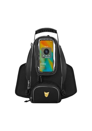 Çoğu Cross-sürüş Motosikletine Uygun Telefon Tutuculu Çok Fonksiyonlu Motosiklet Tankı Çantası Siyah