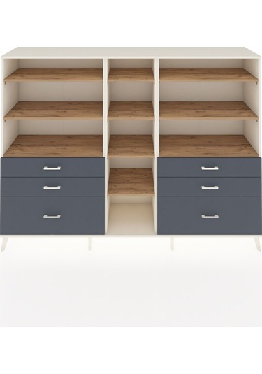Hyperion Dolap 10 Raflı 6 Çekmeceli 220x44x163 Aytaşı-çam/antras Aytaşı-çam/antrasit