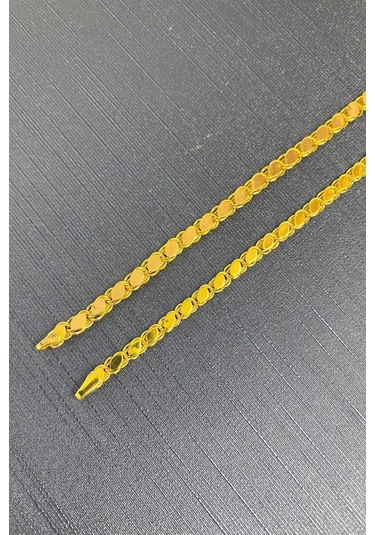 14 Ayar Altın İnce Pullu Zincir Bileklik 4,5 Mm Sarı Sarı Altın