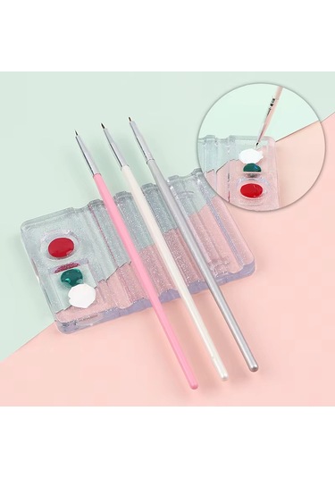 Manikür Protez Tırnak Fırça Standı Ve Renk Paleti Şeffaf