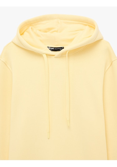 Koton Uzun Kollu Şardonlu Basic Kapşonlu Sweatshirt Sarı 6sam70079mk