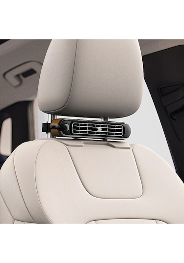 Boatshop1 Memo Cf04 Taşınabilir Araç Koltuğu Fanı - Usb Güçlü 3 Hız Ayarlı Siyah Ahşap Desen Yaz Sıcağı İçin Sürücü Ve Yolcular İçin