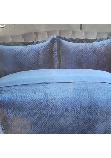 Taytüyü Nubuk Yatak Örtüsü Çift Kişilik Toskana Lacivert Lacivert