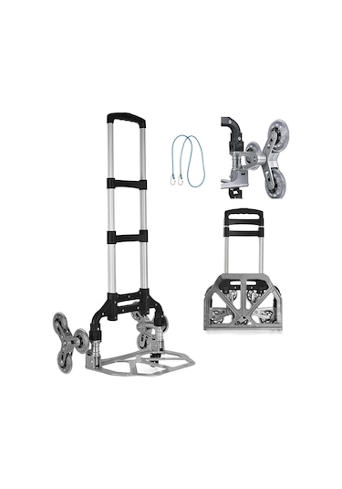 Pro Seri 6 Tekerli 80kg Kapasiteli Merdiven Çıkabilen Katlanır Taşıma Arabası Koli Yük Paket Aracı