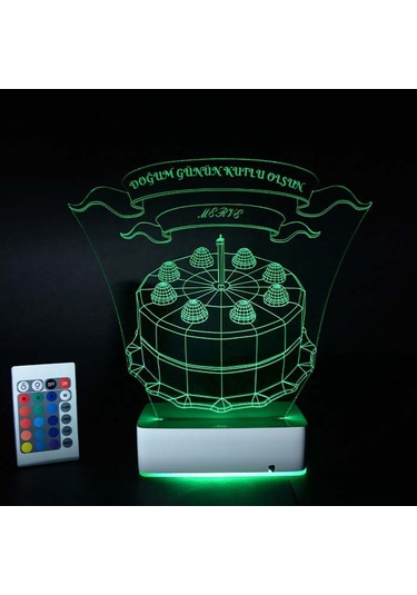 Kişiye Özel 3D Led Doğum Günü Pastası Lamba