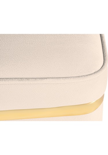 Zengo Gold Twin Line Kare Puf -krem Kumaş, Dekoratif Makyaj Masası Pufu-modern Style