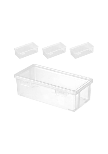 Ganzhoushop 4 Adet Büyük Kapasiteli Şeffaf Plastik Kalem Kutusu, Çıtçıtlı Kapatma, Yığılabilir Kırtasiye Kutusu, Ofis Okul Malzemeleri İçin Sert Kalem Düzenleyici, Şeffaf