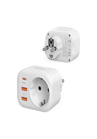 Ac-115 2500w 3.4a 2usb 1type-c 1soket Akım Korumalı Şarj Adaptörü Priz Çoğaltıcı 2 M