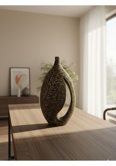 Dikey Formlu Dekoratif Vazo - Minimal Tasarım 47x38x6 Çok Renkli