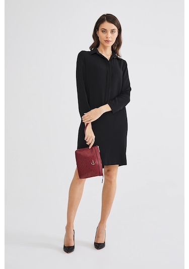 Deri Company Kadın Basic Clutch Çanta Monogram Desenli Logolu Bordo Siyah (4010B) 214009 Bordo - Siyah