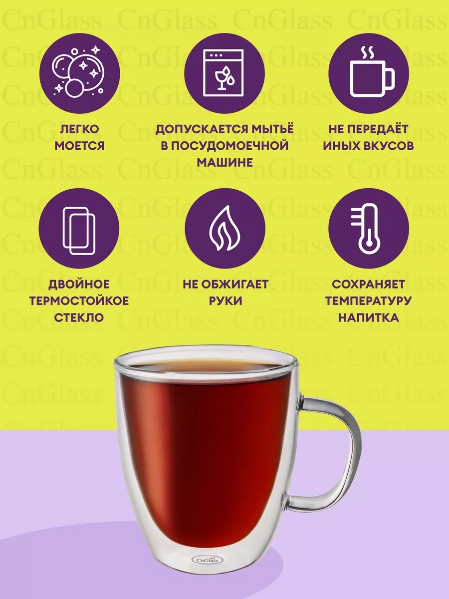 Cnglass Kahve İçin 500 Ml Çift Cidarlı Büyük Kupa 2 Adet. 206344733 Beyaz