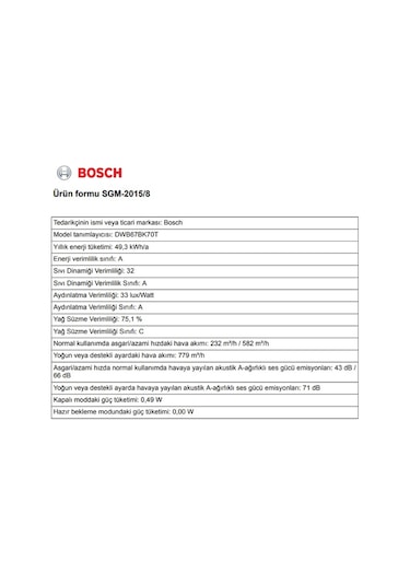 Bosch DWB67BK70T 60 CM Duvar Tipi Davlumbaz