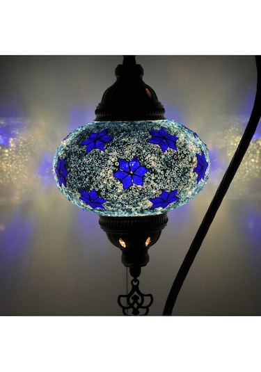 El Yapımı Dekoratif Sevgililer Günü Hediyesi Mozaik Lamba Mavi