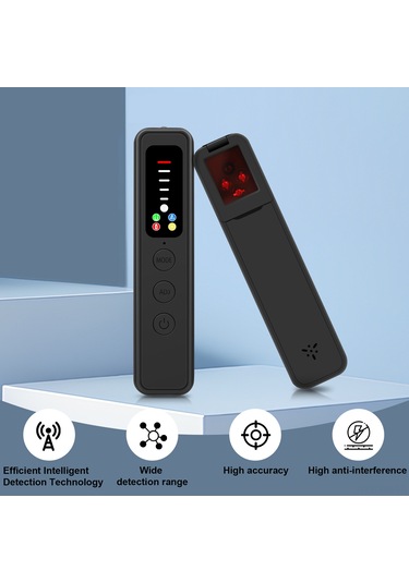 Ximistore9 Taşınabilir Gizli Kamera Dedektörü: 5 Seviye Hassasiyet, Gps/wıfı Sinyal Tarayıcı, Ev, Otel, Araç İçin Siyah