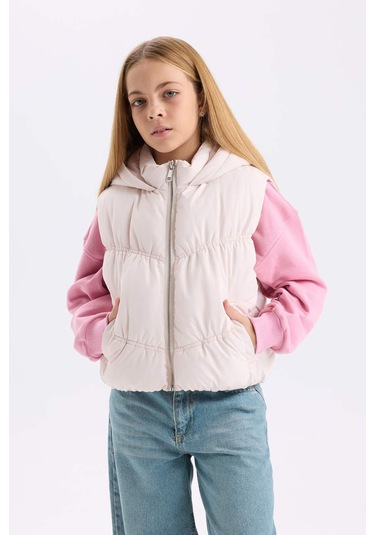 DeFacto Kız Çocuk Su İtici Kapüşonlu Fermuarlı Şişme Yelek D6918A825SPER198