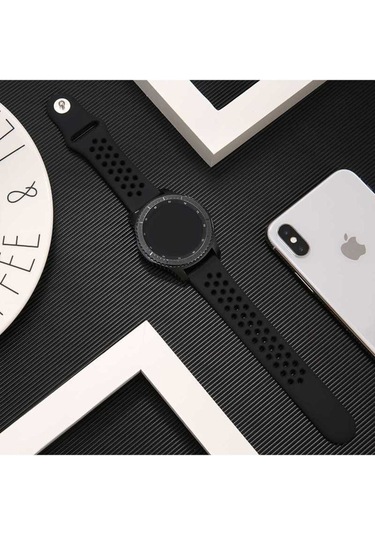 Galaxy Watch Uyumlu 46mm 22mm Krd-02  Kordon-siyah-kırmızı
