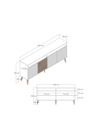Milan 160cm Konsol - Ceviz / Krem