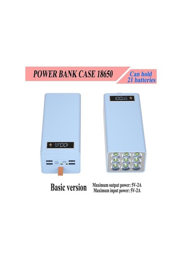 Novahub 21 Adet 18650 Pil Kutusu Dıy Taşınabilir Güç Kaynağı Kılıfı 18650 Pil Saklama Kutusu Pd Qc3.0 Usb 10w Hızlı Kablosuz Şarj Beyaz BEYAZ