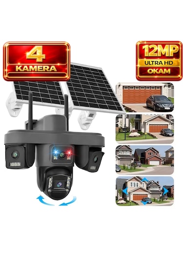 O-kam Ok335 Premium Serisi 12mp 4 Kameralı 4g Çift Solar Panel Gece Görüş 1 Yıl Turkcell +128gb Hafıza