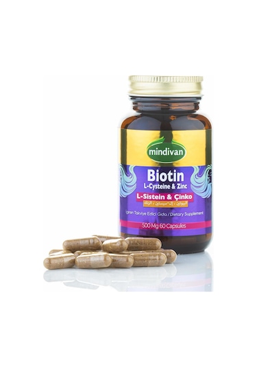 Mindivan Biotin & L-Sistein & Çinko 60 Kapsül 500 MG