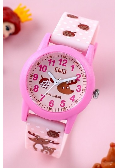 Q&Q V22A-015VY Su Geçirmez Rakamlı Kız Çocuk Kol Saati