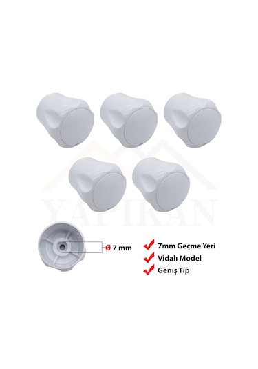 Vidalı 7 Mm - 5 Ad. Radyatör Vanası Başlığı - Geniş Tip Petek Vana Kapağı - Petek Musluk Kafası