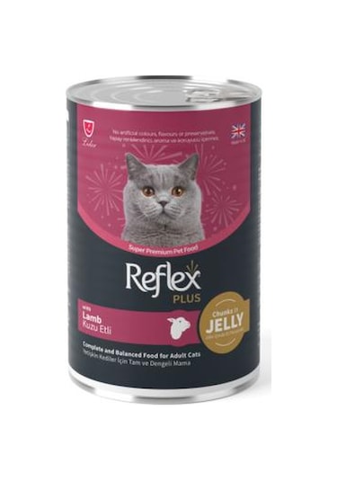 Reflex Plus Jöle İçinde Et Parçacıklı Kuzu Etli Yetişkin Kedi Konservesi 400 Gr