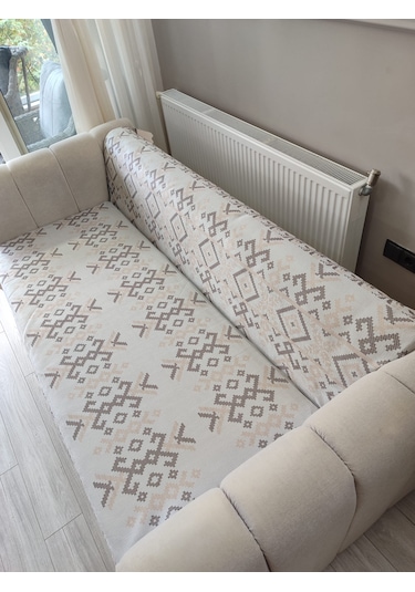 Koltuk Örtüsü Kaymaz Kilim Krem Bej