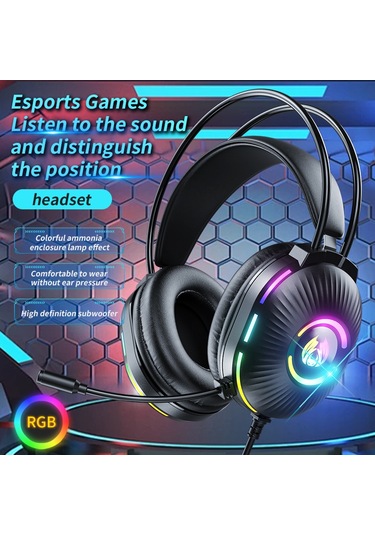 Kangvka Siyah Kablolu Oyun Kulaklığı 7.1 Surround Ses, Gürültü Engelleme Mikrofon, Rgb Işık Efekti, Yüksek Taban, Konforlu Taşınabilir