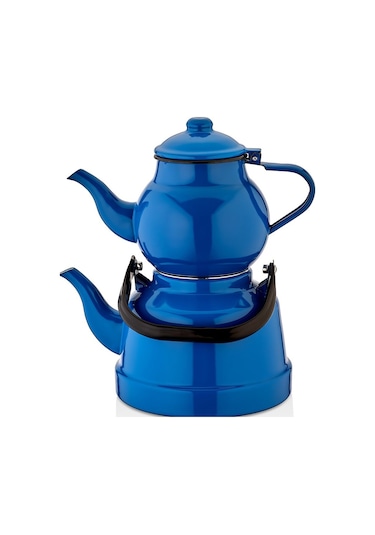 Emaye Orta Boy Çaydanlık Takımı Mavi 13/18