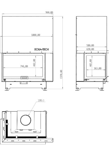 Echa Tech Asansörlü Çelik Köşe Şömine Haznesi Sol Açık 90