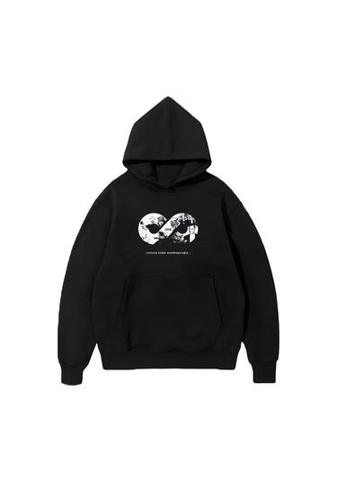 Üç İplik Kapşonlu 10 Kasıma Özel Sweatshirt - Siyah Siyah