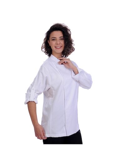 Formteks Unisex Aşçı Ceket Koltuk Altı Fileli Beyaz Kırmızı