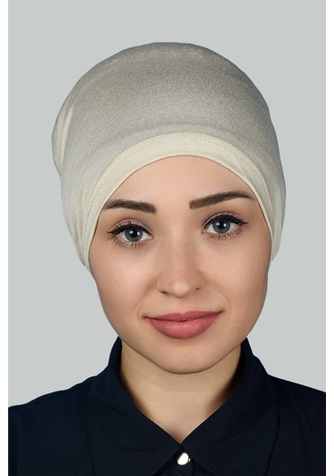 Altobeh Hazır Pratik Geçmeli Lastikli Tesettür Bone - Krem