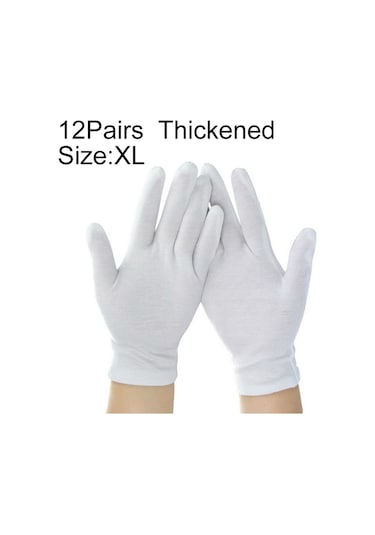 Sones 12 Çift Saf Pamuklu İş Eldiveni, Kalınlaştırılmış, Beden: Xl