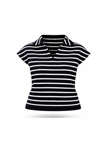 5in1Canpolat Lacivert Polo Yaka Çizgili Triko 5224
