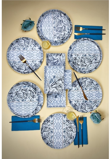 Porland Papılıo Karma Ikram Ve Kahvaltı Takımı 18 Parça Mavi