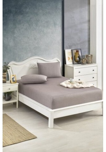 Lastikli Fıtted Kahverengi Tek Kişilik Yastıklı Çarşaf Seti