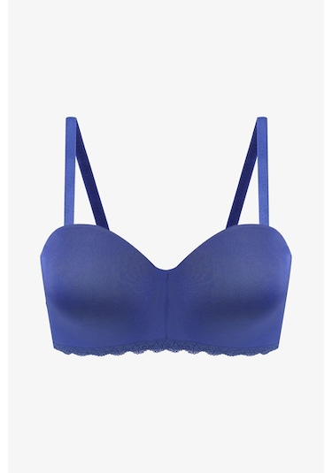 Kadın Dolgusuz Mikro Straplez Sütyen 80516 İndigo İndigo