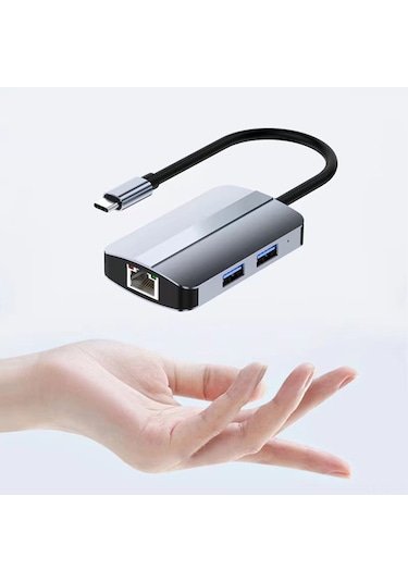 Skycity 2112 Usb-c Çok Fonksiyonlu Hub: Rj45 Ethernet + Usb3.0 + Usb2.0 + Sd/tf Kart Okuyucu, Uzay Grisi, 5.0gbps Hızlı Veri Transferi