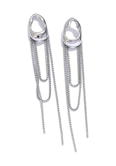 Novahub Kadınlar İçin Gümüş 316l Paslanmaz Çelik Geometrik Püskül Zincir Dangle Küpe Mizaç Popüler Takı Hediye Gümüş