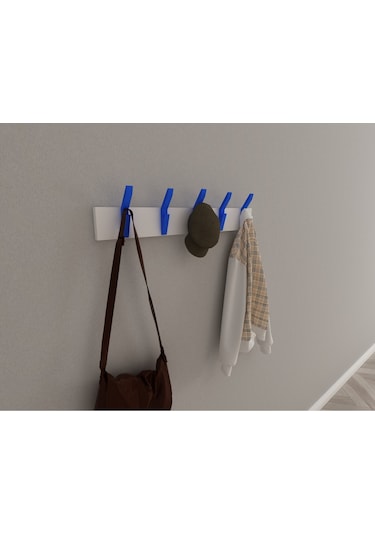 Hepsi3boyutlu Modern Duvar & Kapı Kanca Askılık - 5 Adet Mavi Kanca Askılık - Model No : 3 Mavi