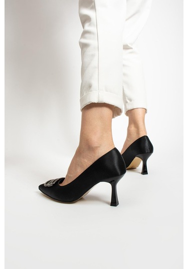Paris Shoes Paris Siyah Saten Topuklu Ayakkabı A741-siyah Siyah