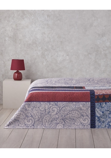 English Home Flora Drape Çift Kişilik Çok Amaçlı Örtü 200x220 Cm Mavi Mavi