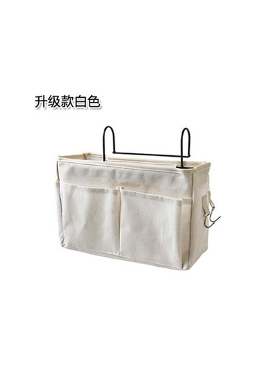 Teltree Yatak Başı Asma Çantası - Üst Kat Yatak Düzenleyici, Pratik Ve Dayanıklı Beyaz Kumaş Asılı Sepet