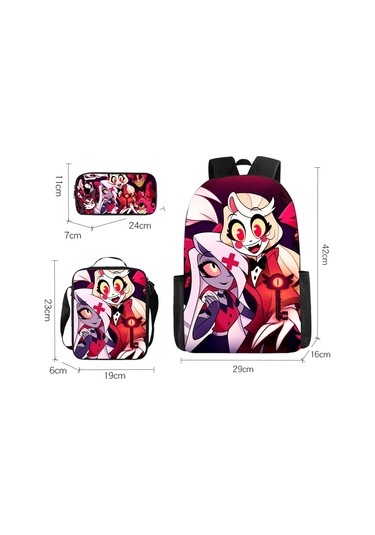 Öğrenci Sırt Çantası Karikatür Sırt Çantası Üç Parçalı Sırt Çantası Omuz Çantası Kalem Kutusu Çanta,42x29x16cm Bag4 42x29x16cm Siyah