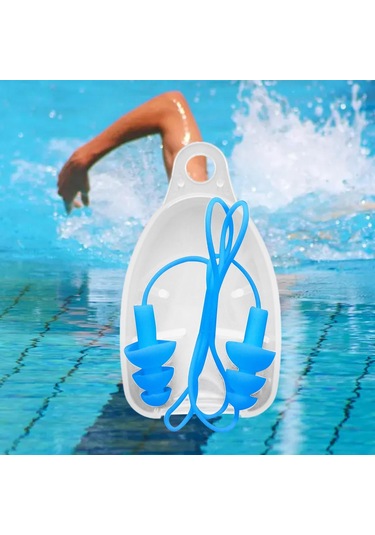 Homyl Taşıma Kutulu Silikon Kulak Tıkaçları İş Uyku Mavi