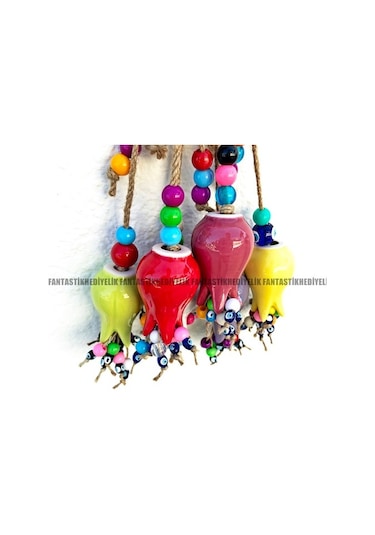 Lale Nazar Boncuk Seramik Bahçe Balkon Duvar Kapı Süs Sarkaç Lale